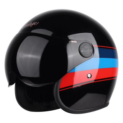 STEELBIRD Sbh 54 Vintage Black Red Half Face Helmet
