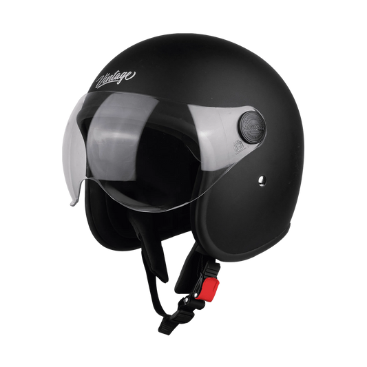 Steelbird Sbh 54 Vintage  Glossy Black Half Face Helmet