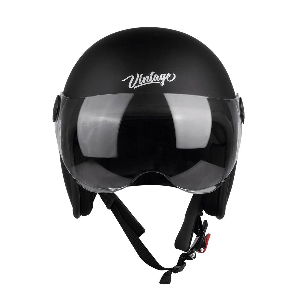 Steelbird Sbh 54 Vintage  Glossy Black Half Face Helmet
