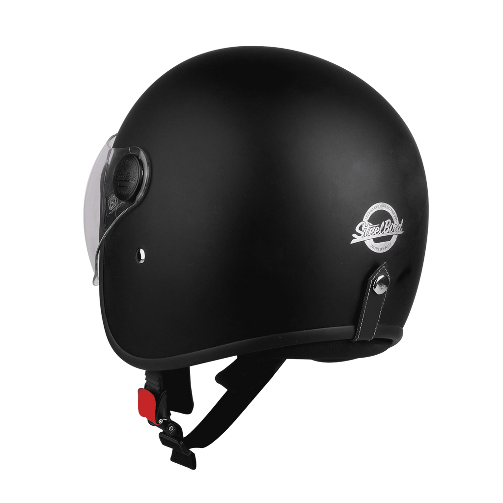 Steelbird Sbh 54 Vintage  Glossy Black Half Face Helmet