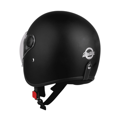 Steelbird Sbh 54 Vintage  Glossy Black Half Face Helmet