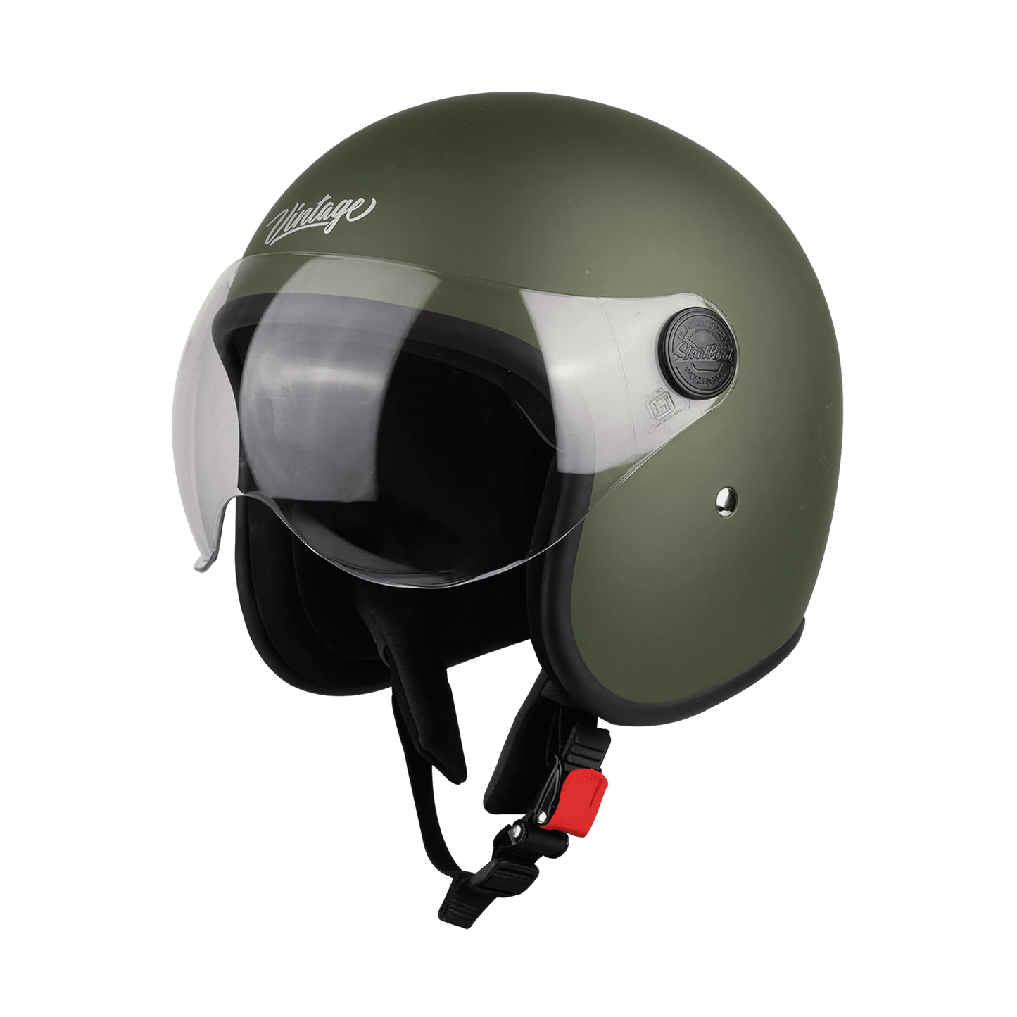 STEELBIRD Sbh 54 Vintage Matt B Green Half Face Helmet