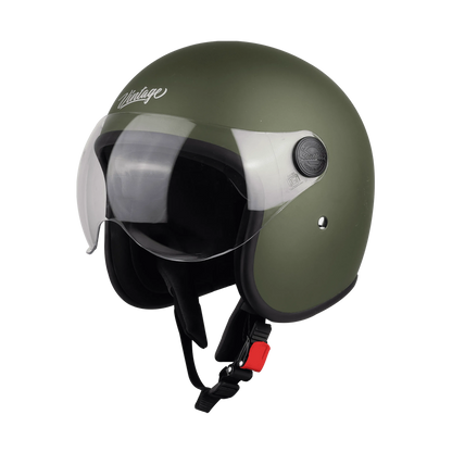 STEELBIRD Sbh 54 Vintage Matt B Green Half Face Helmet