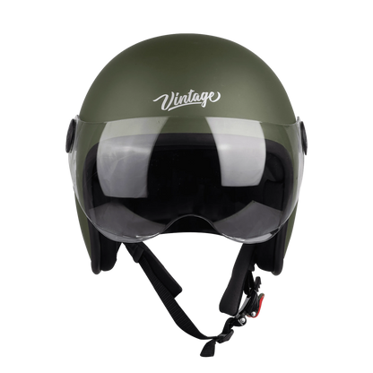STEELBIRD Sbh 54 Vintage Matt B Green Half Face Helmet
