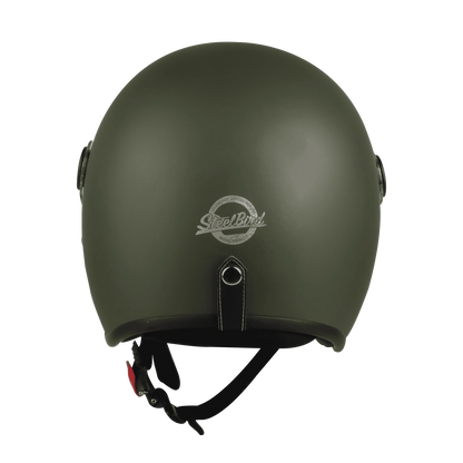 STEELBIRD Sbh 54 Vintage Matt B Green Half Face Helmet