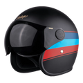 Steelbird Sbh 54 Vintage Matt Black Red Half Face Helmet