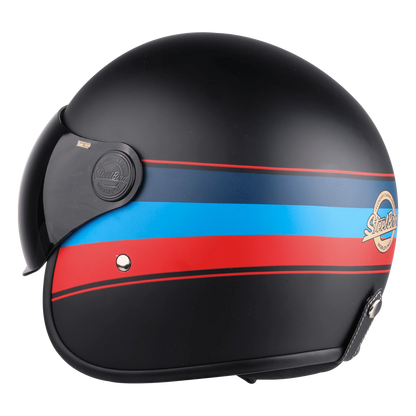 Steelbird Sbh 54 Vintage Matt Black Red Half Face Helmet
