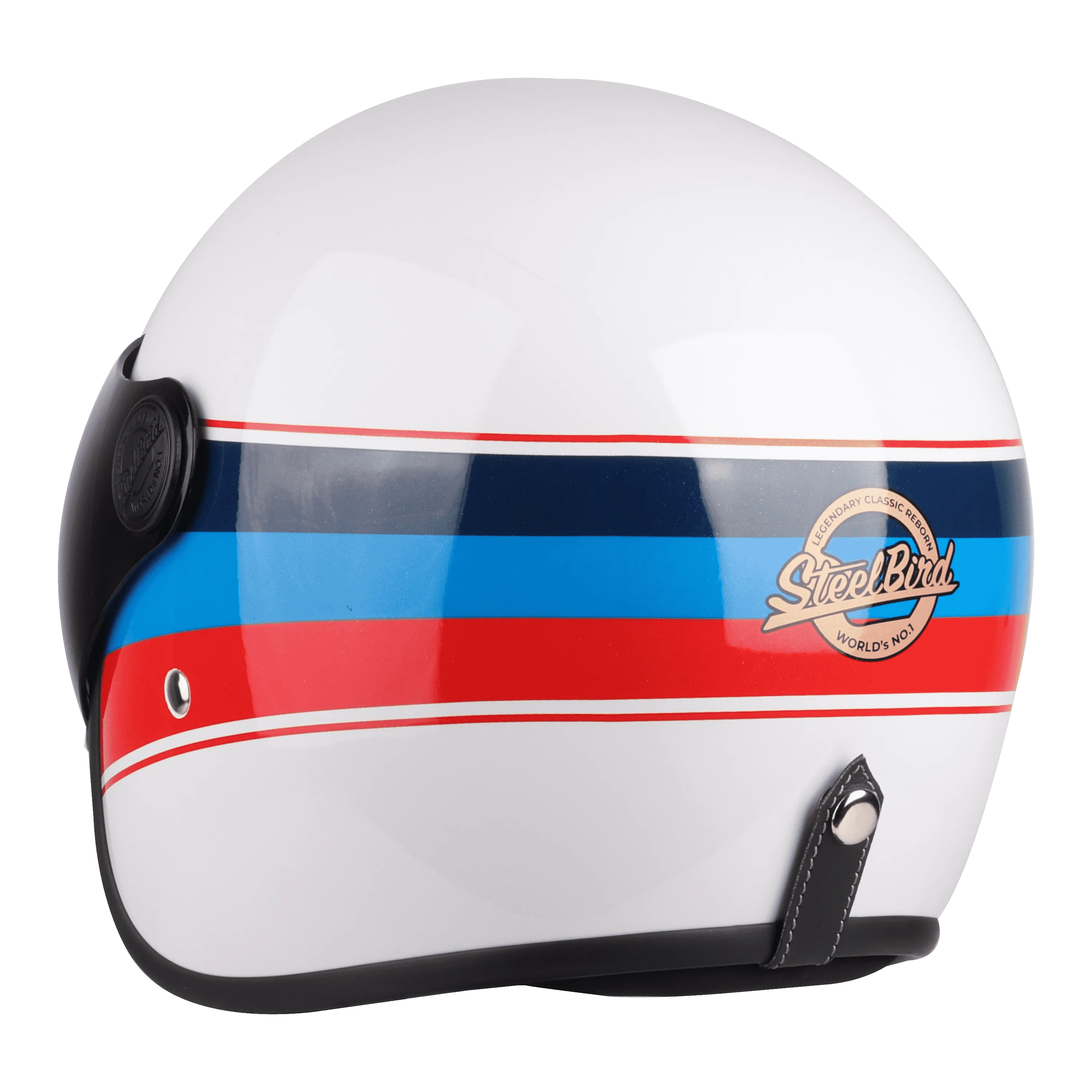 STEELBIRD Sbh 54 Vintage Matt White Red Half Face Helmet