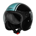 Steelbird Sbh 54 Vintage Racer Matt Black Light Blue Half Face Helmet