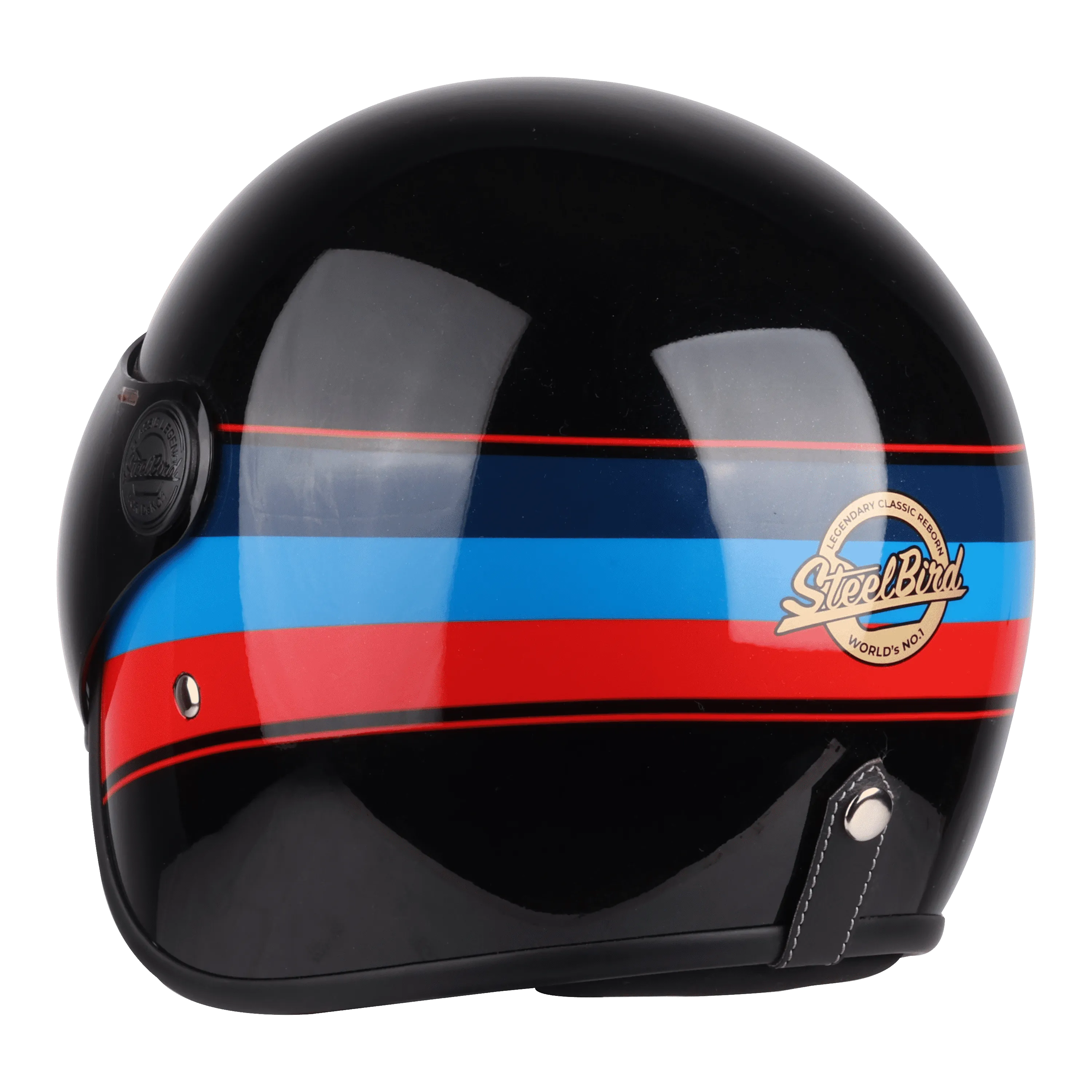 STEELBIRD Sbh 54 Vintage S1 Glossy Black Red Half Face Helmet