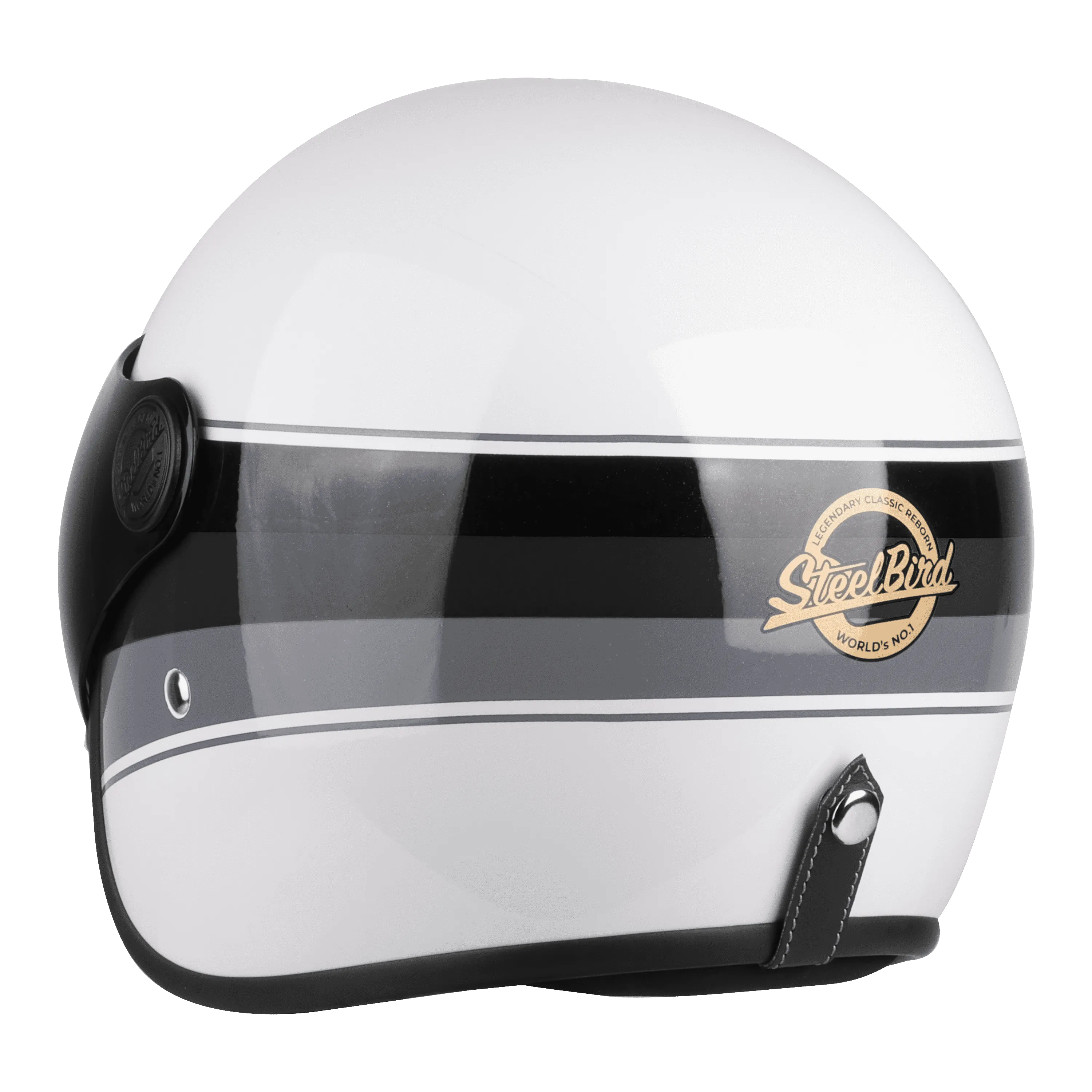 Steelbird Sbh 54 Vintage S1 Matt White Grey Half Face Helmet