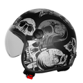 Steelbird Sbh 54 Vintage Skull Black Gray Half Face Helmet