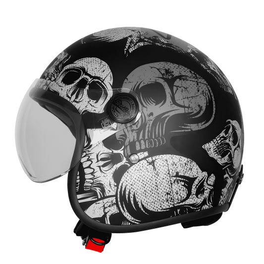 Steelbird Sbh 54 Vintage Skull Black Gray Half Face Helmet