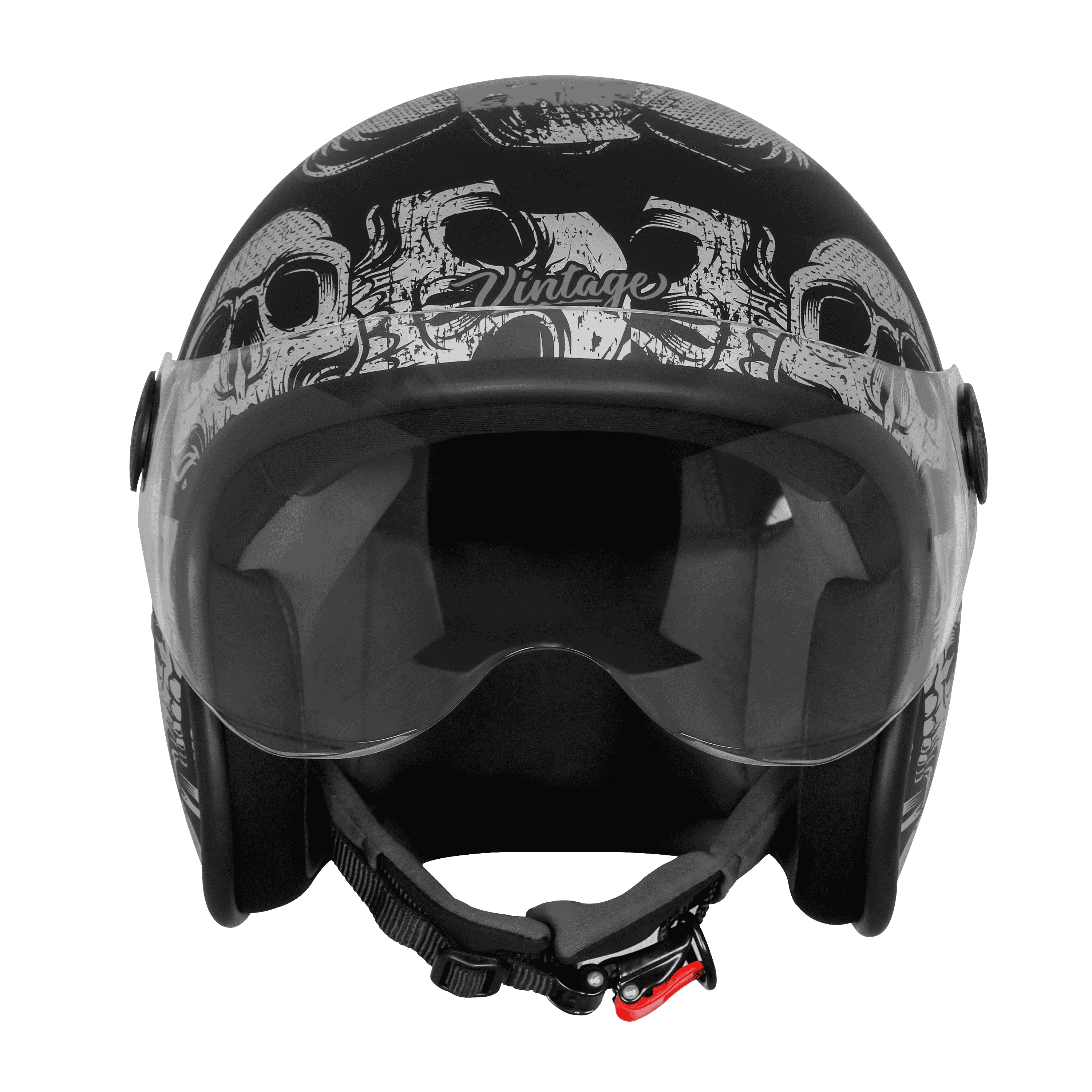 Steelbird Sbh 54 Vintage Skull Black Gray Half Face Helmet