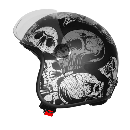 Steelbird Sbh 54 Vintage Skull Black Gray Half Face Helmet