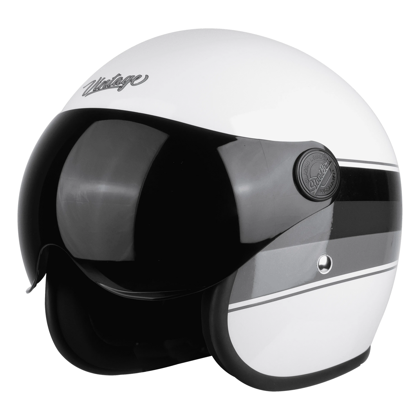 Steelbird Sbh 54 Vintage White Gray Half Face Helmet