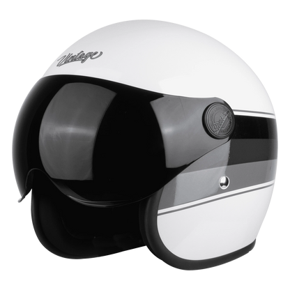 Steelbird Sbh 54 Vintage White Gray Half Face Helmet