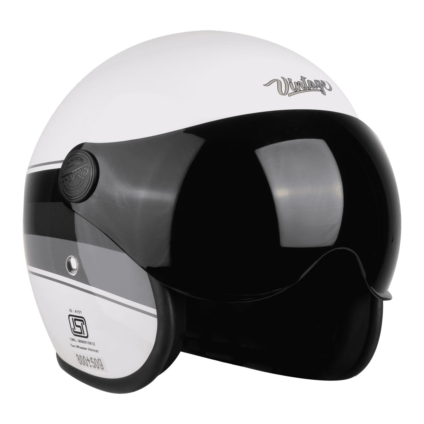 Steelbird Sbh 54 Vintage White Gray Half Face Helmet