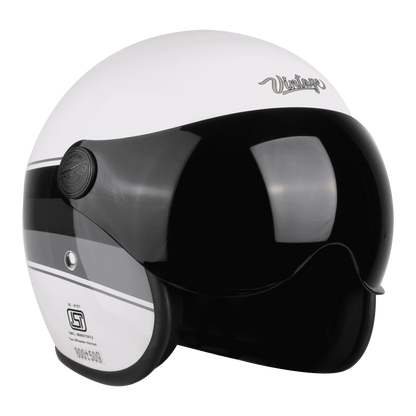 Steelbird Sbh 54 Vintage White Gray Half Face Helmet