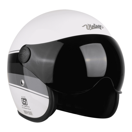 Steelbird Sbh 54 Vintage White Gray Half Face Helmet