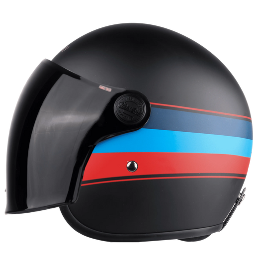 STEELBIRD Sbh 56 Vintage Black Red Half Face Helmet