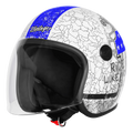 Steelbird Sbh 56 Vintage No Rules White Blue Half Face Helmet