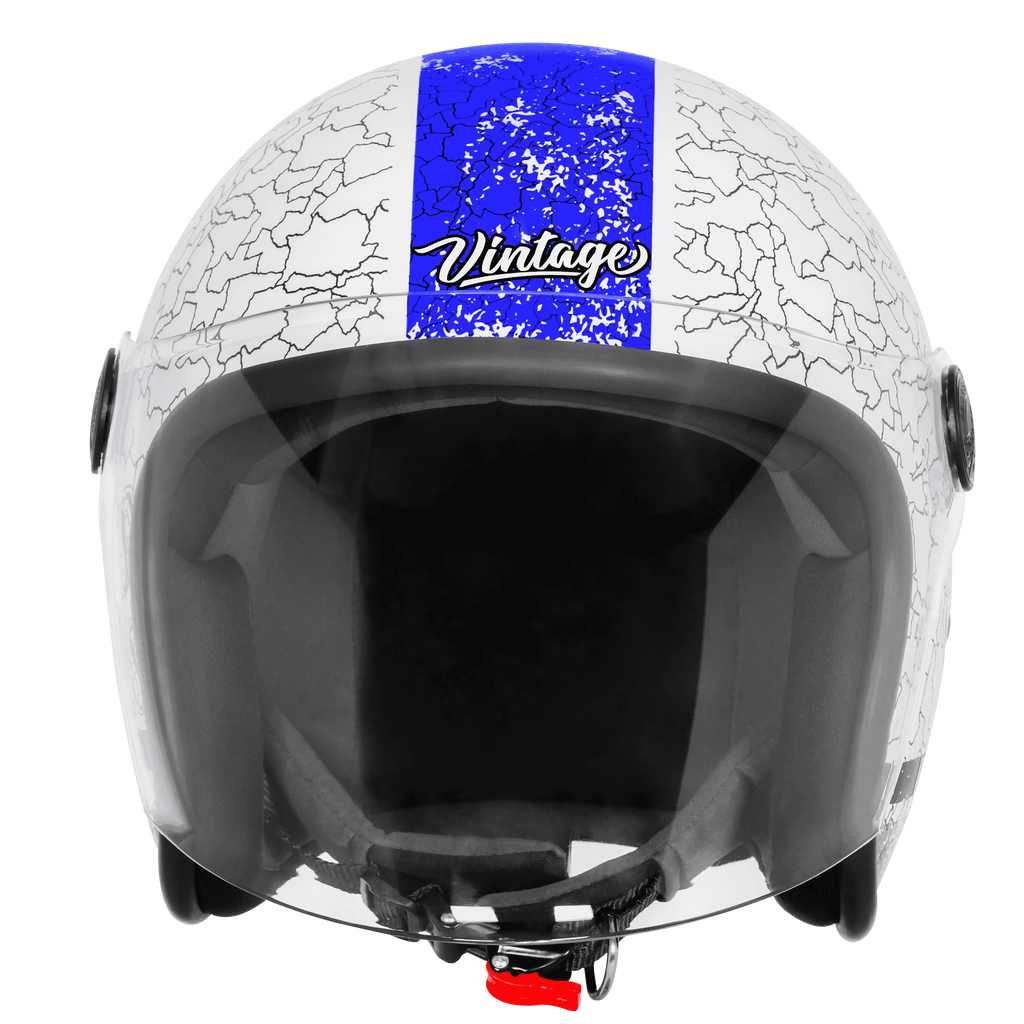 Steelbird Sbh 56 Vintage No Rules White Blue Half Face Helmet