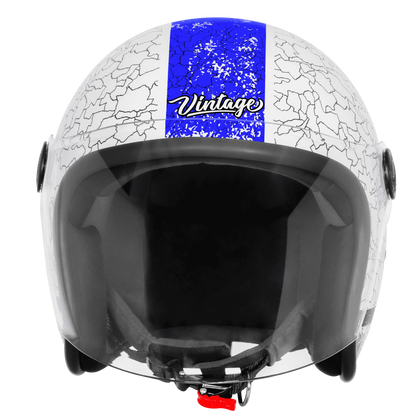 Steelbird Sbh 56 Vintage No Rules White Blue Half Face Helmet