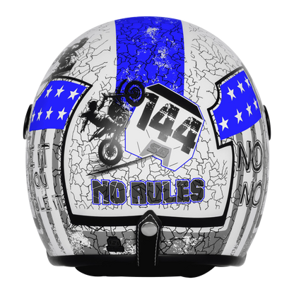 Steelbird Sbh 56 Vintage No Rules White Blue Half Face Helmet