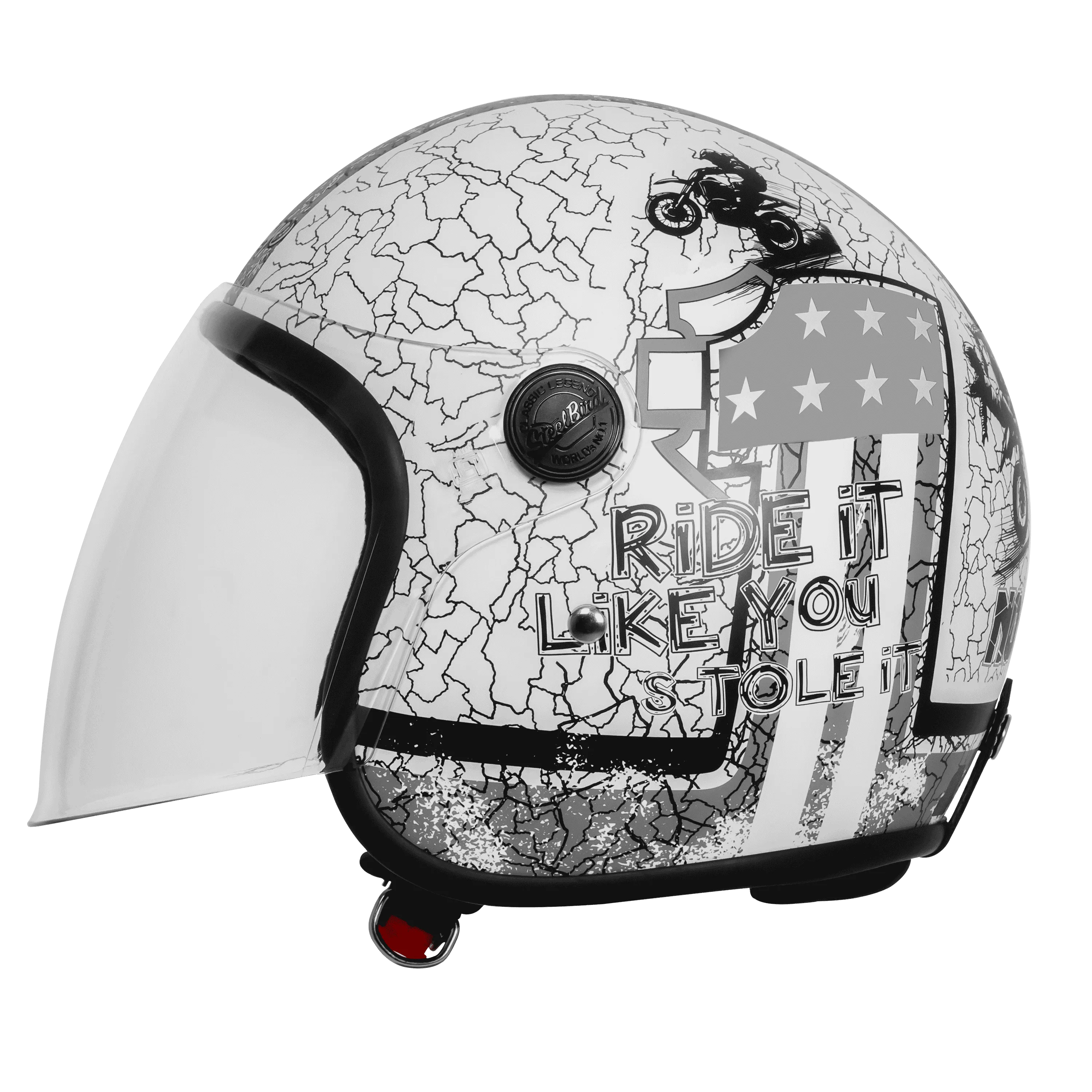 Steelbird Sbh 56 Vintage No Rules White Grey Half Face Helmet