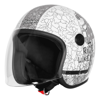 Steelbird Sbh 56 Vintage No Rules White Grey Half Face Helmet