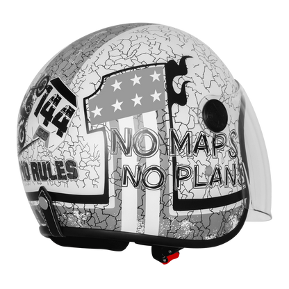 Steelbird Sbh 56 Vintage No Rules White Grey Half Face Helmet