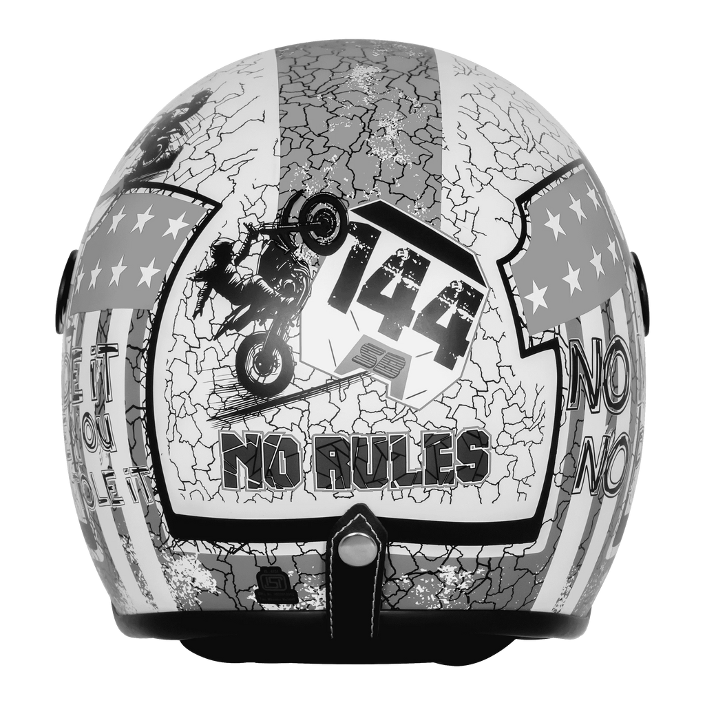 Steelbird Sbh 56 Vintage No Rules White Grey Half Face Helmet
