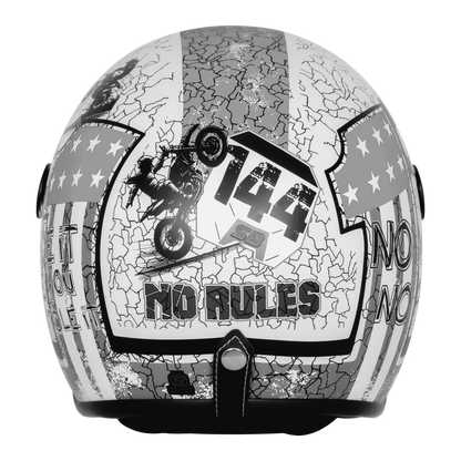 Steelbird Sbh 56 Vintage No Rules White Grey Half Face Helmet