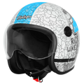 Steelbird Sbh 56 Vintage No Rules White Jazz Blue Half Face Helmet