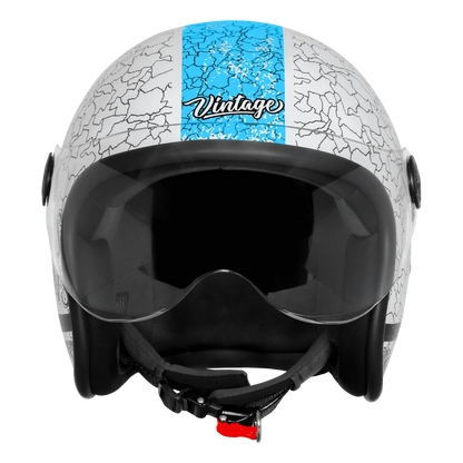 Steelbird Sbh 56 Vintage No Rules White Jazz Blue Half Face Helmet