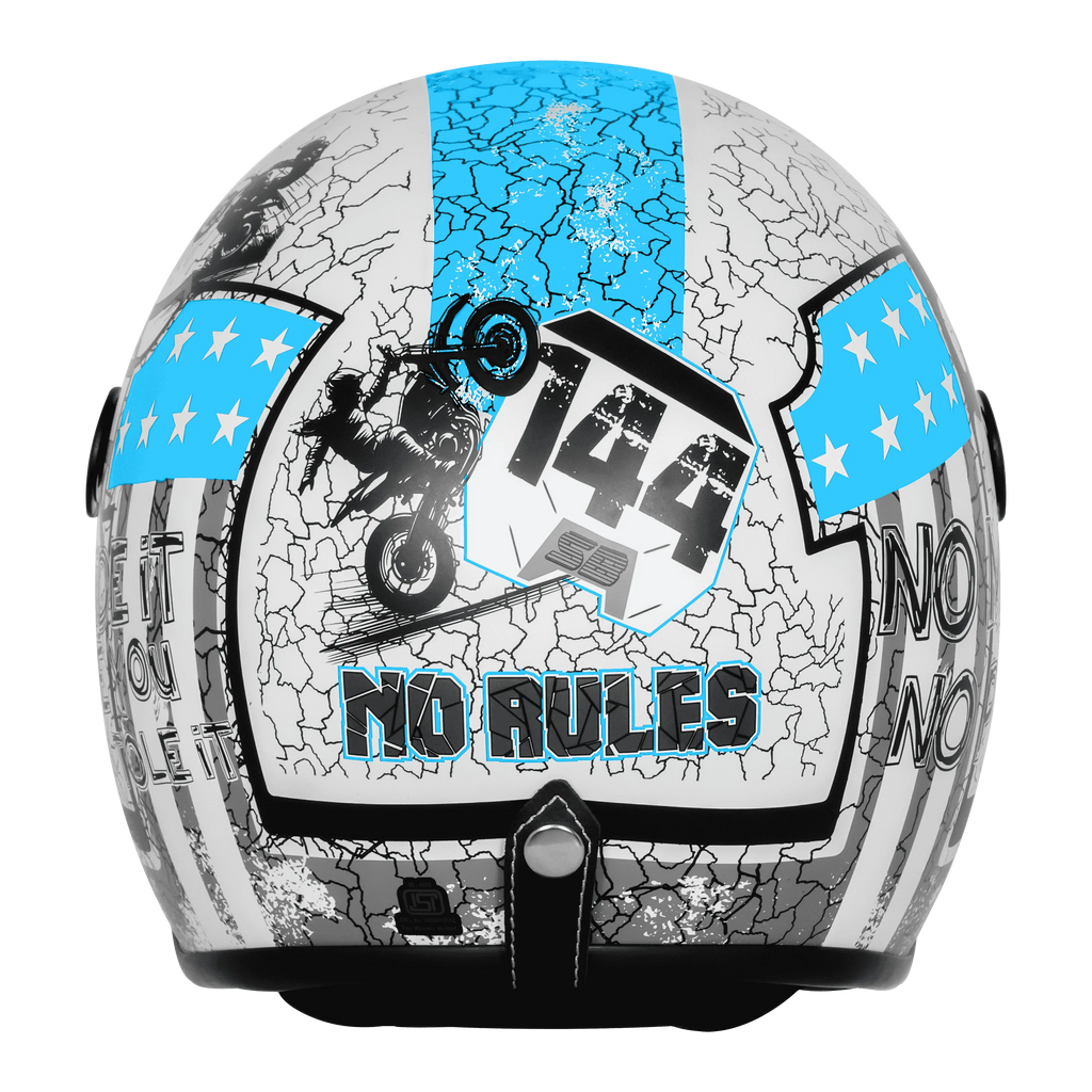 Steelbird Sbh 56 Vintage No Rules White Jazz Blue Half Face Helmet
