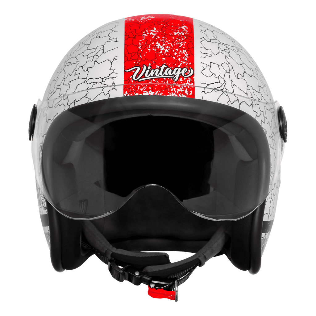 Steelbird Sbh 56 Vintage No Rules White Red Half Face Helmet