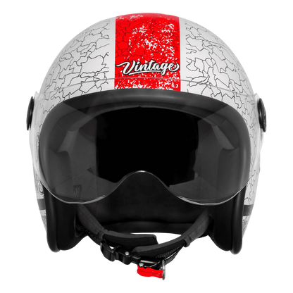 Steelbird Sbh 56 Vintage No Rules White Red Half Face Helmet