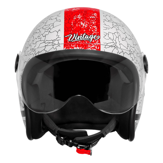 Steelbird Sbh 56 Vintage No Rules White Red Half Face Helmet