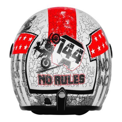 Steelbird Sbh 56 Vintage No Rules White Red Half Face Helmet