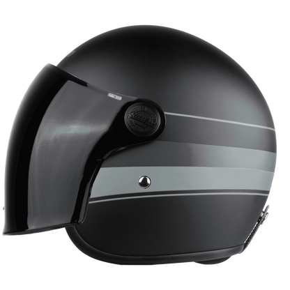 Steelbird Sbh 56 Vintage S1 Matt Black Grey Half Face Helmet