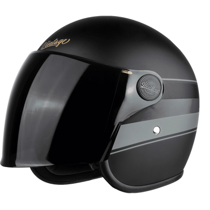 Steelbird Sbh 56 Vintage S1 Matt Black Grey Half Face Helmet