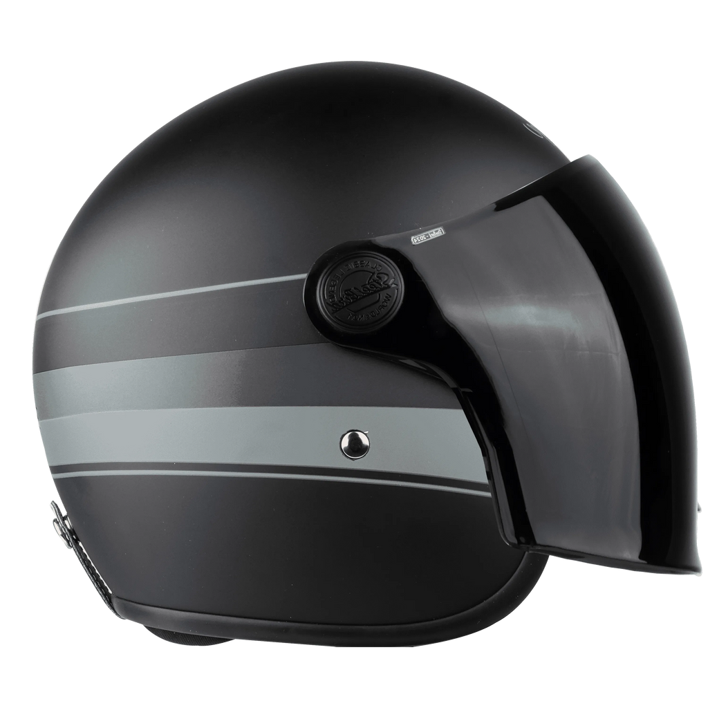 Steelbird Sbh 56 Vintage S1 Matt Black Grey Half Face Helmet