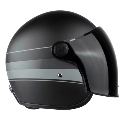 Steelbird Sbh 56 Vintage S1 Matt Black Grey Half Face Helmet