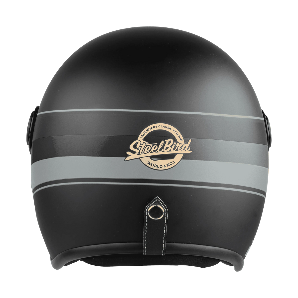 Steelbird Sbh 56 Vintage S1 Matt Black Grey Half Face Helmet