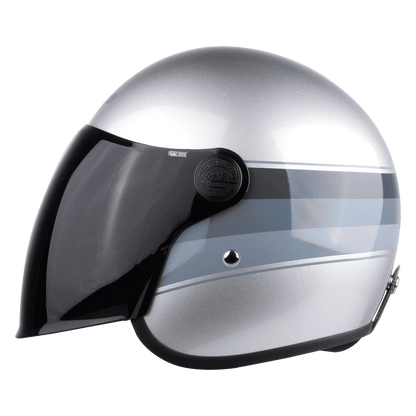 STEELBIRD Sbh 56 Vintage Silver Grey Half Face Helmet