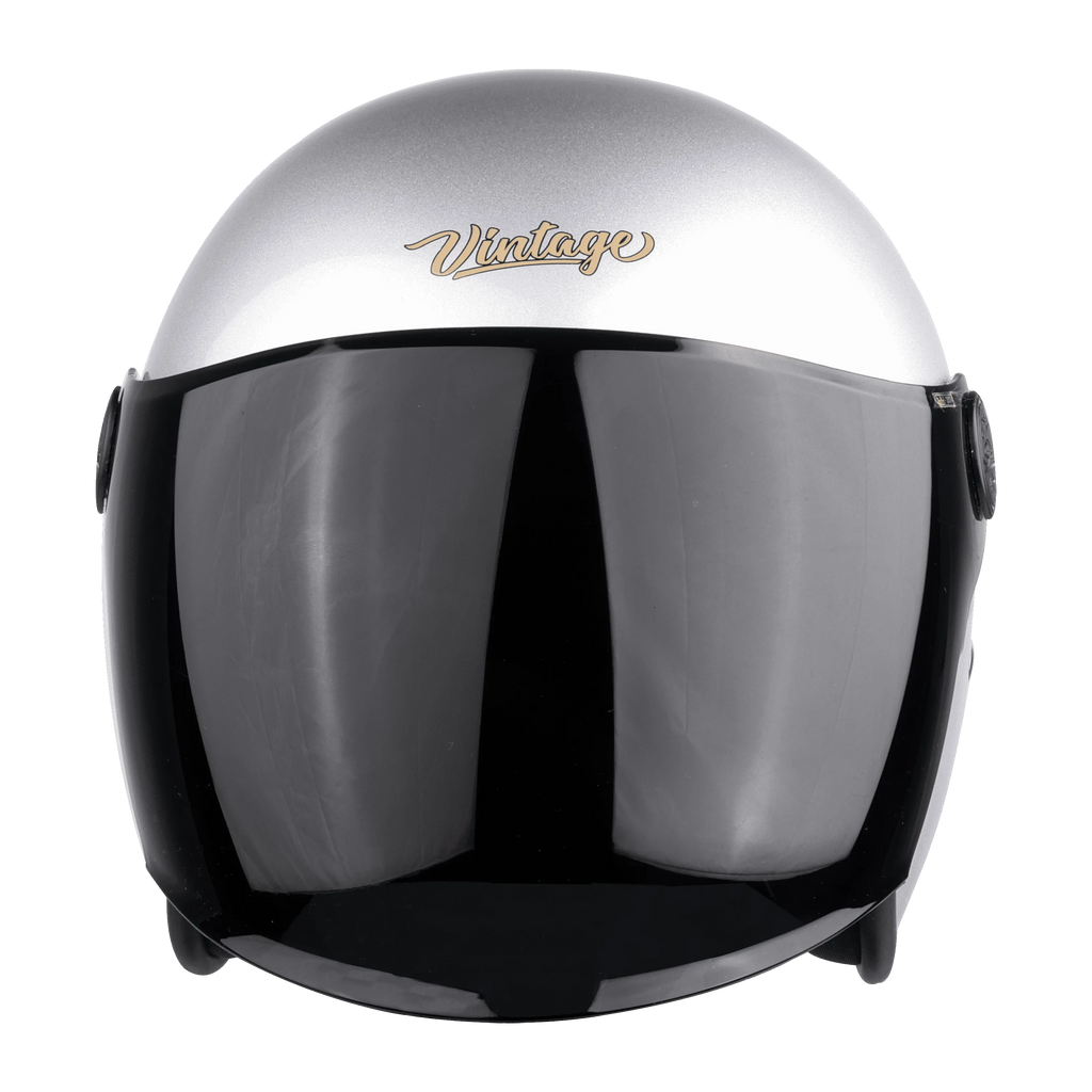 STEELBIRD Sbh 56 Vintage Silver Grey Half Face Helmet