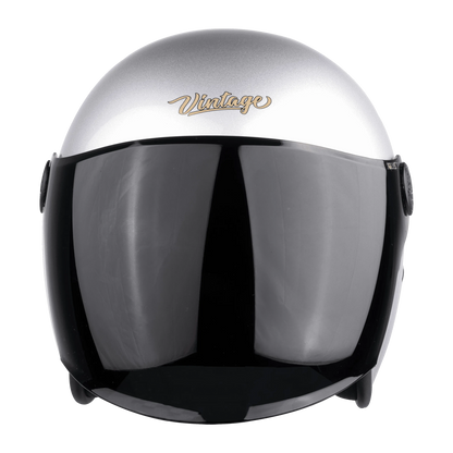 STEELBIRD Sbh 56 Vintage Silver Grey Half Face Helmet
