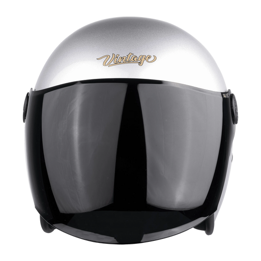 STEELBIRD Sbh 56 Vintage Silver Grey Half Face Helmet